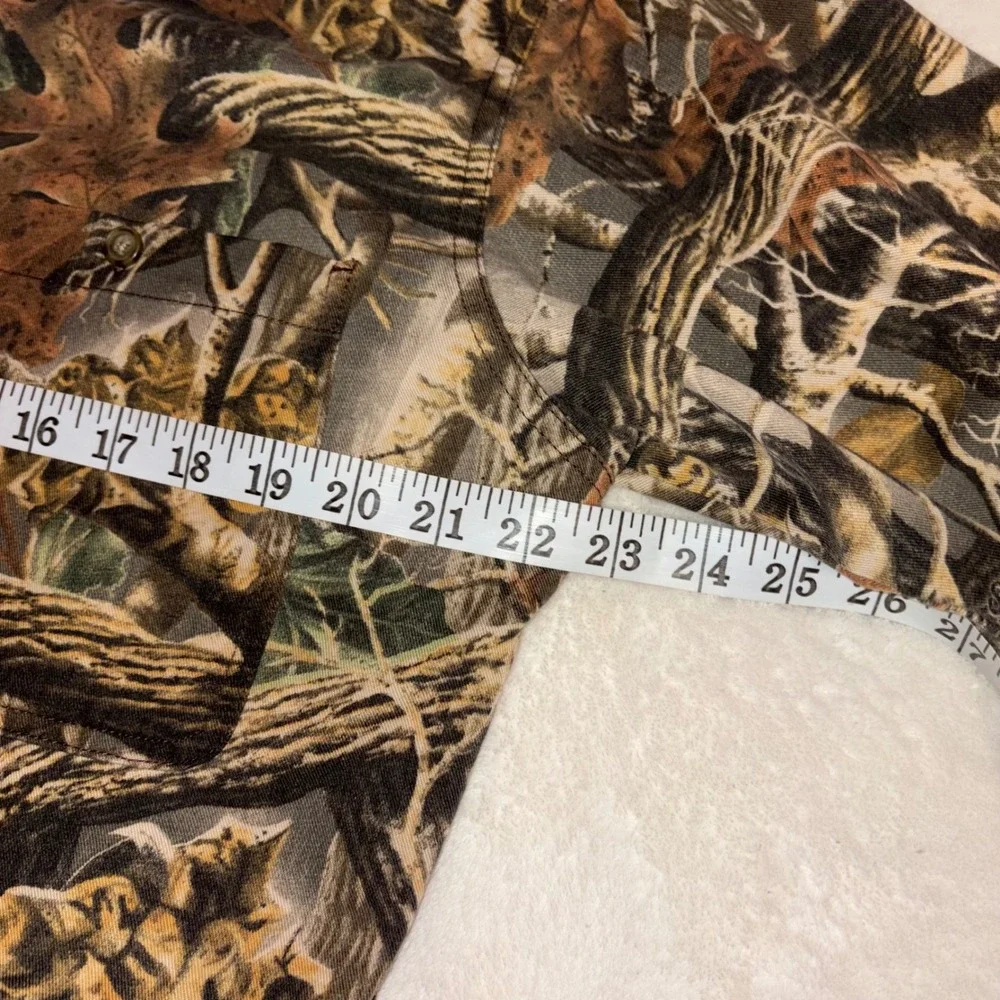 CABELA'S Camo Hunting Shirt Mens M Brown Seclusion 3D Vented Mesh Back Button Up